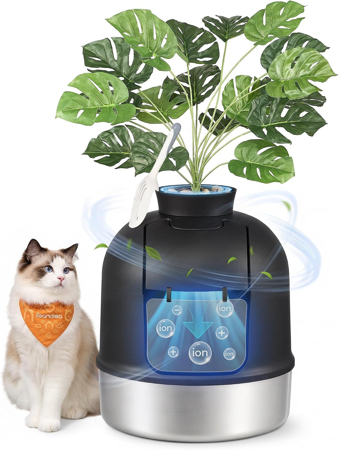 FEANDREA Plant Cat Litter Box Enclosure with Artificial Plant,19.3" L