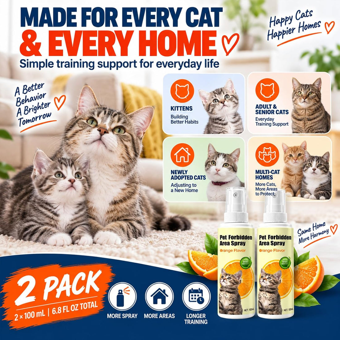 Cat Deterrent Spray, Cat Training Spray, No Pee Spray