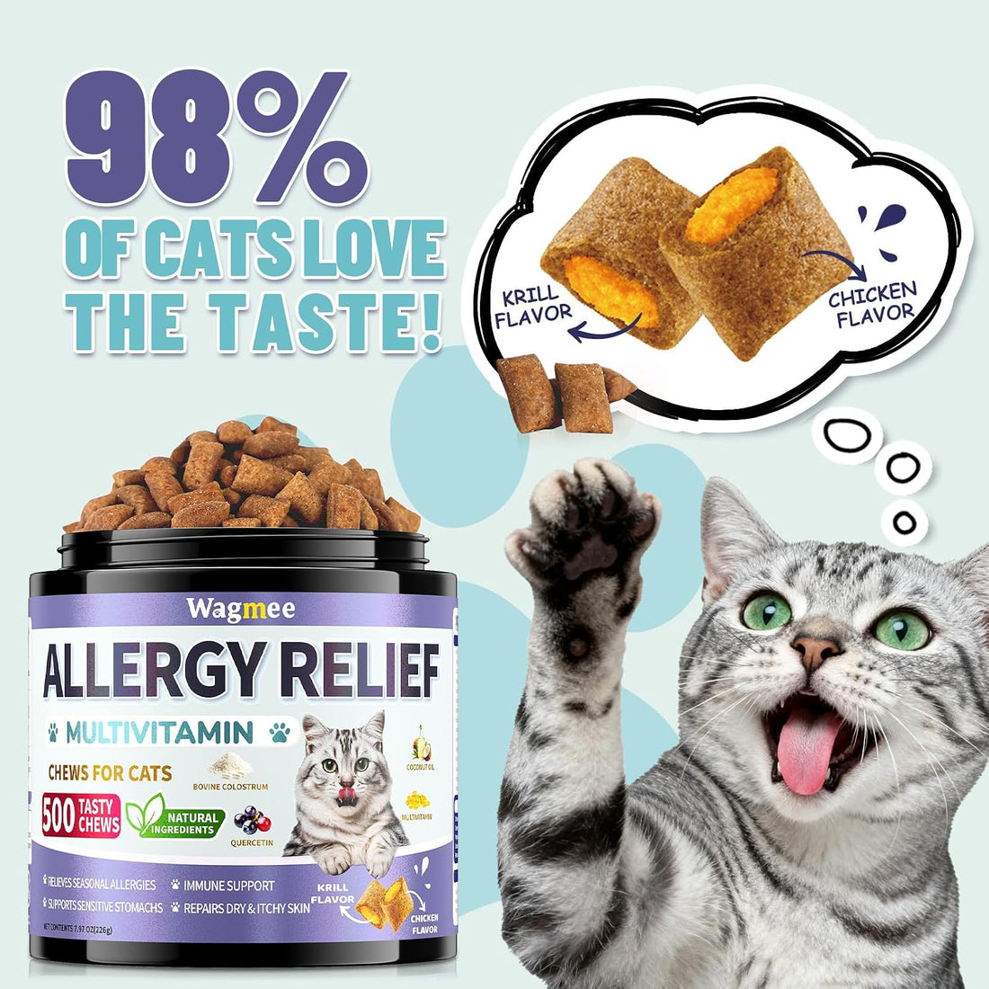 Cat Allergy Relief Chews with Omega 3 & Multivitamins