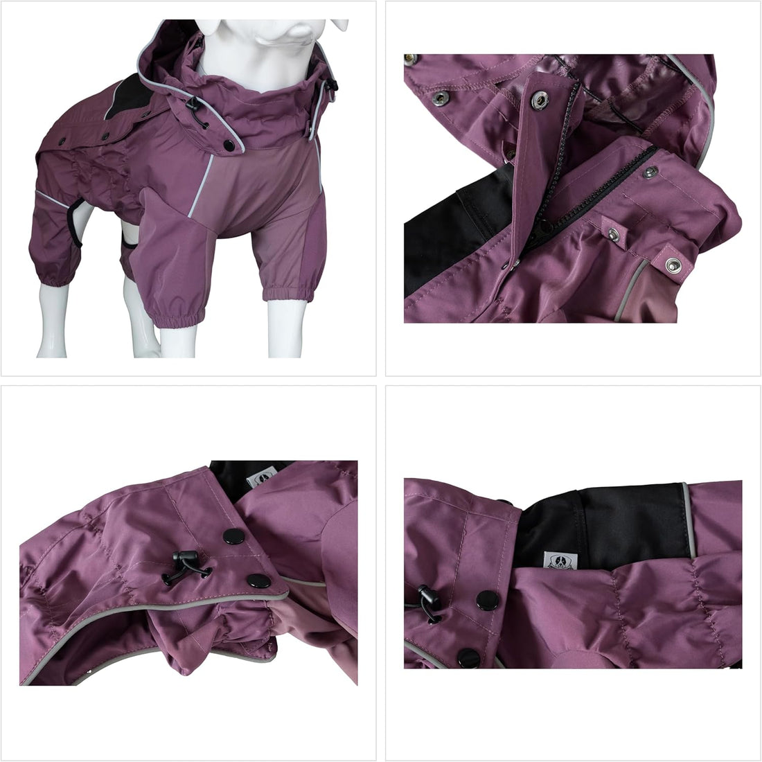 LOVELONGLONG Waterproof Dog Raincoat with Removable Hood