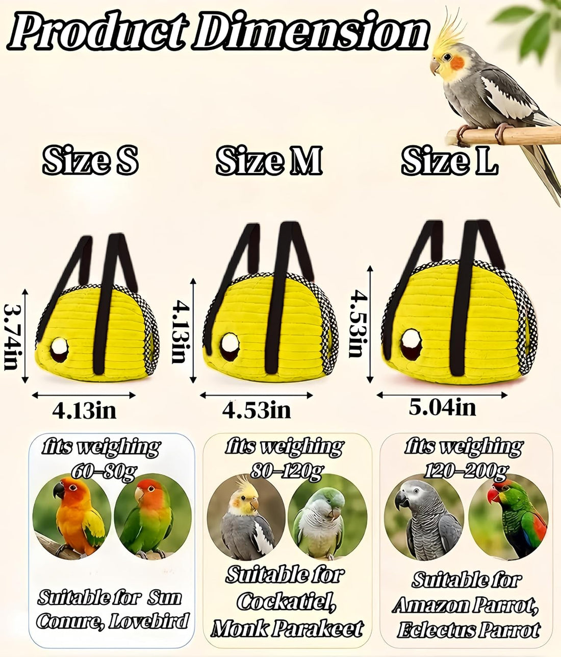2Pcs Portable Bird Carrier Bag