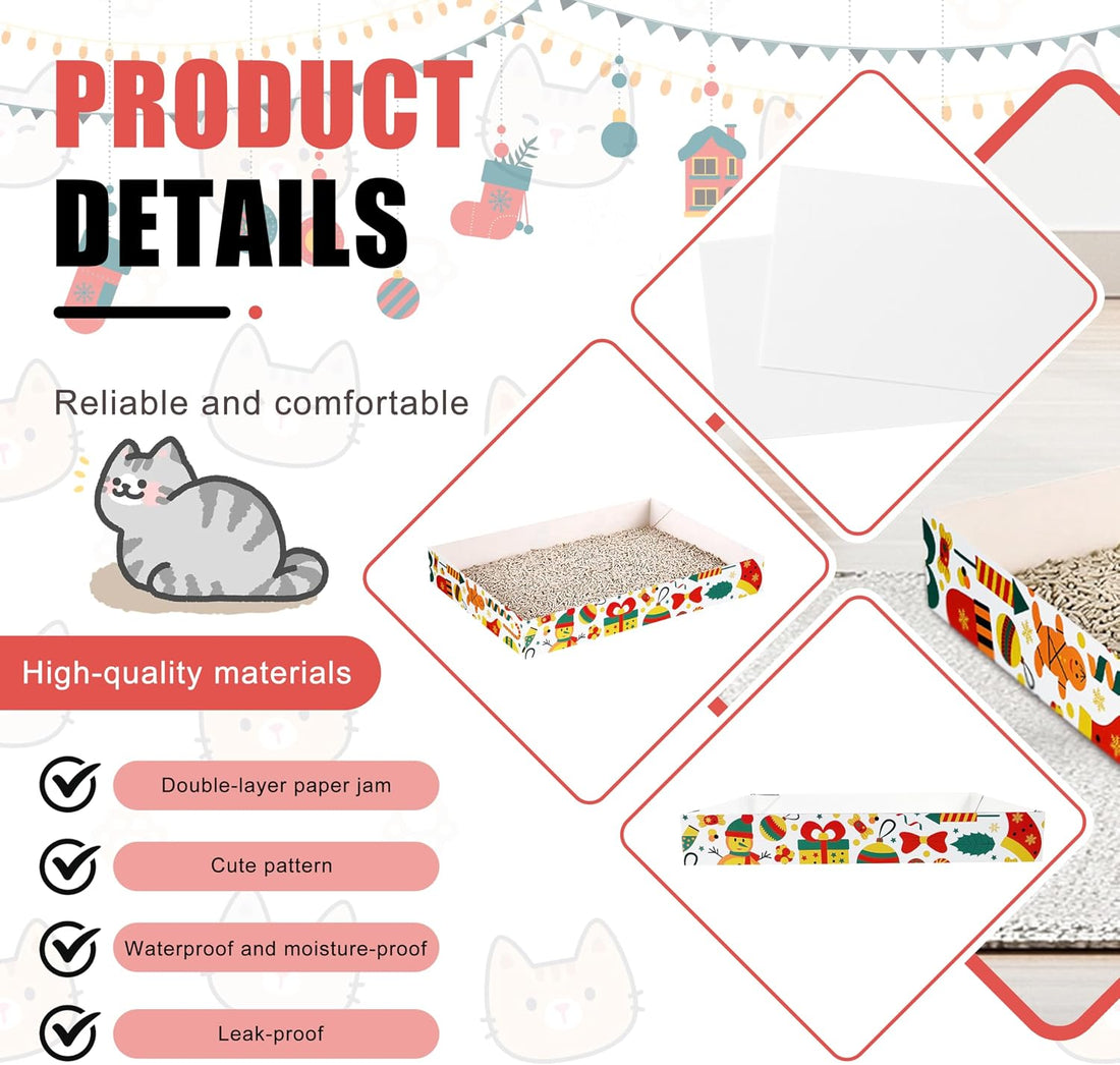30 Pack Disposable Cat Litter Box, Foldable Paper Travel Litter Box
