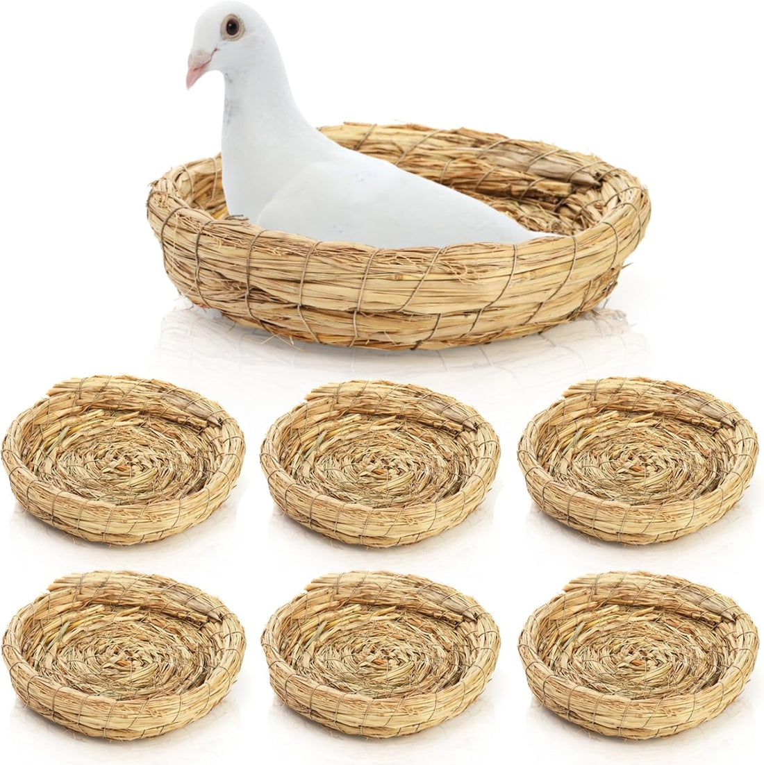 Eorbow 6 Packs Woven Straw Bird Nests