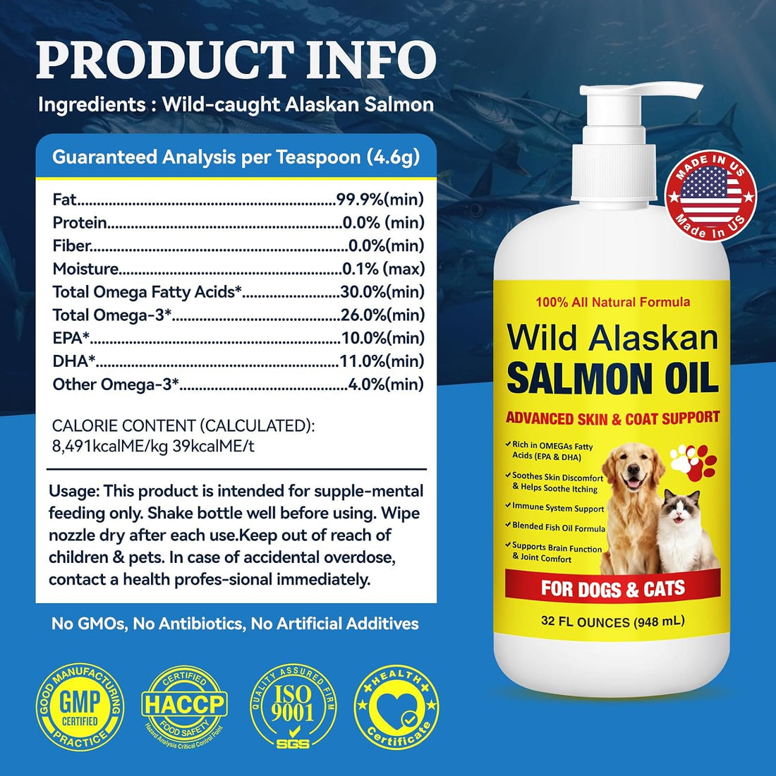 Wild Alaskan Salmon Oil for Dogs & Cats