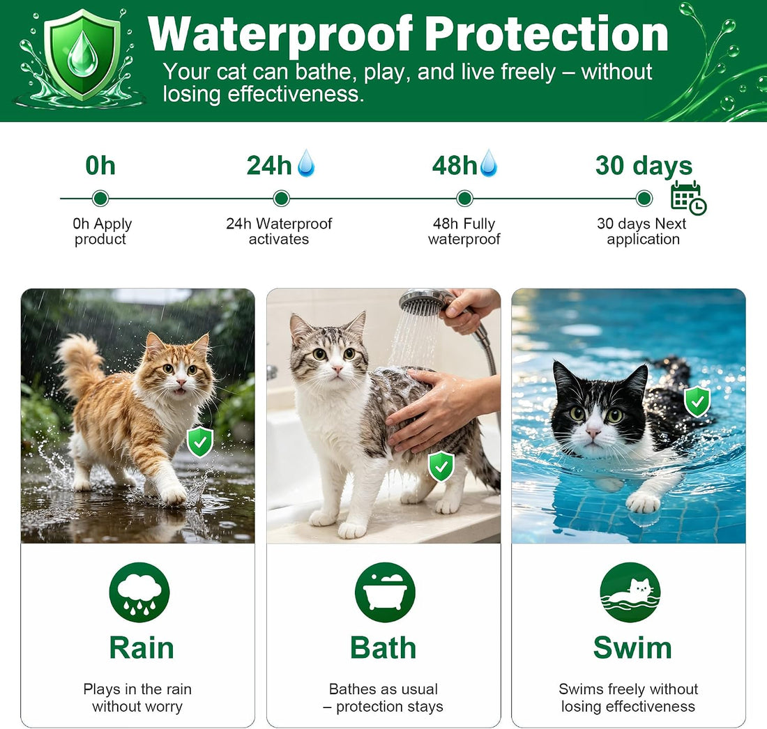 Cat Flea & Tick Topical Drops, Waterproof, 3 Doses, Cats 1.5 lbs+