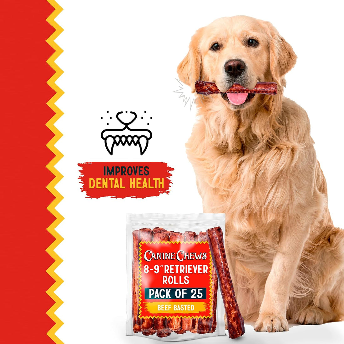 Canine Chews 8-9" Beef Basted Rawhide Rolls
