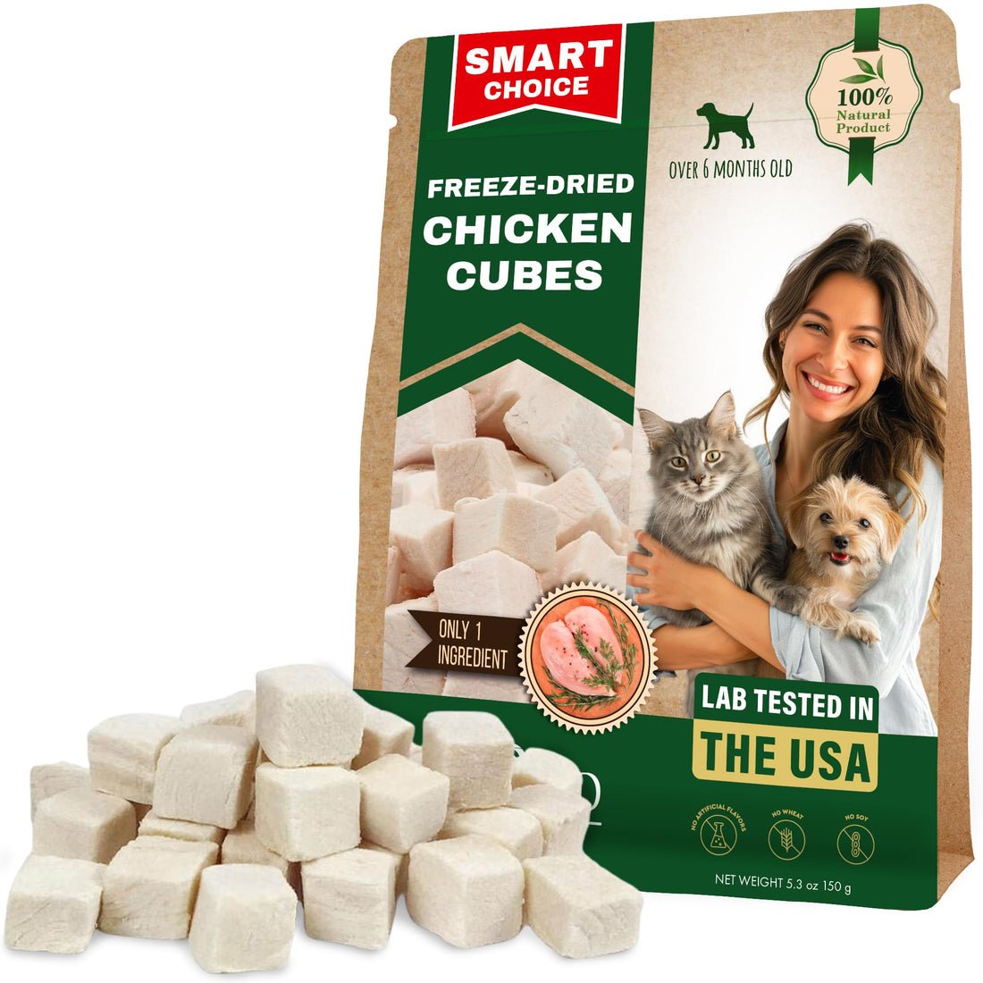 Beloved Pets Dog & Cat Treats Freeze Dried Chicken Cubes 5.3 oz