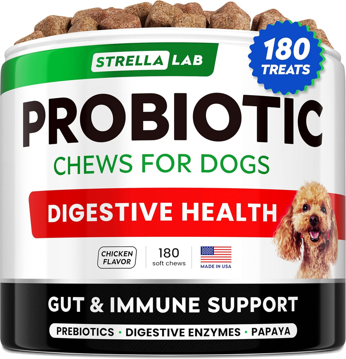 STRELLALAB Probiotics for Dogs Chews for Digestive Health & Gut