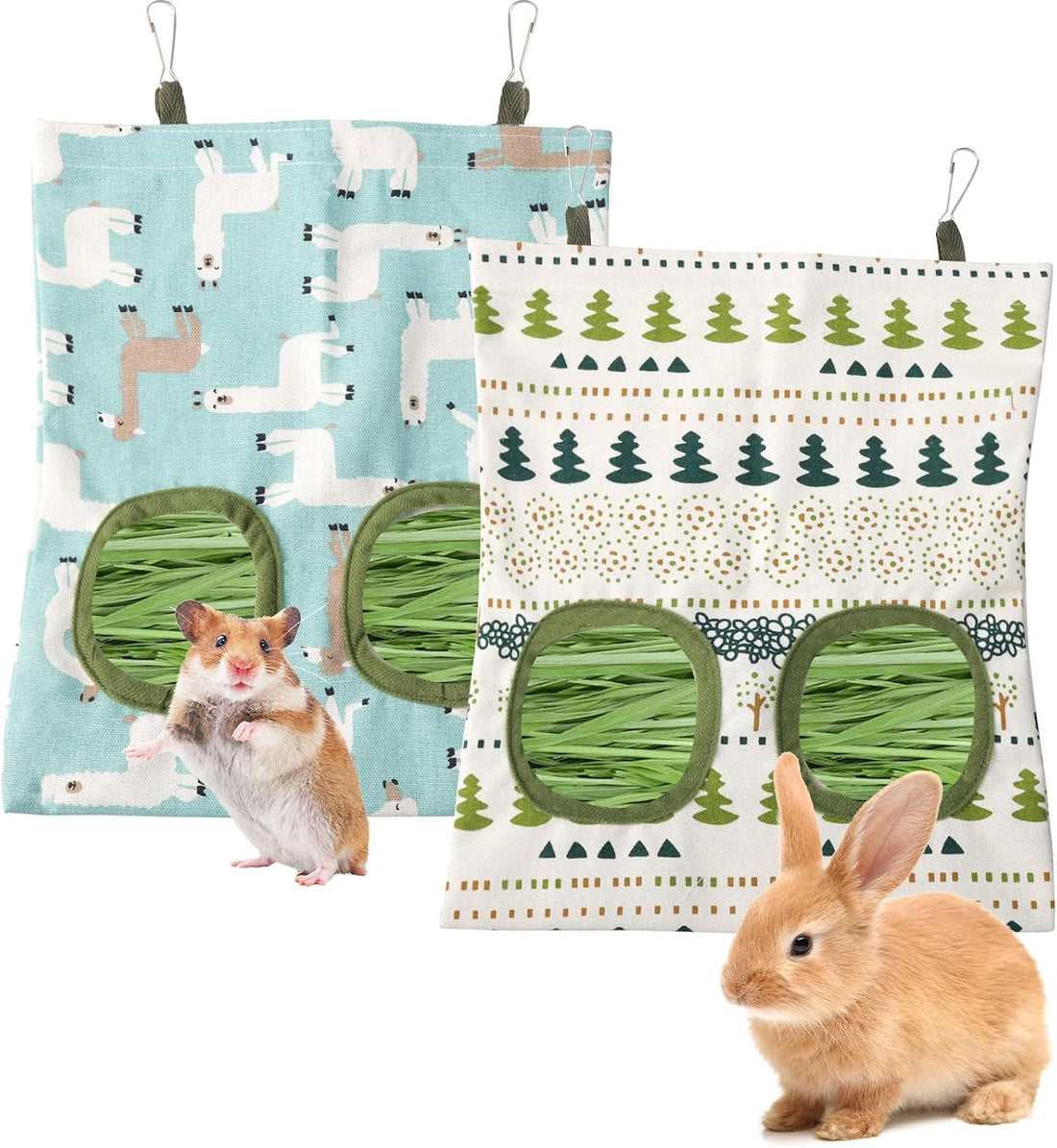 2PCS Rabbit Hay Feeder, Hanging Hay Feeder Guinea Pig Hay Feeder