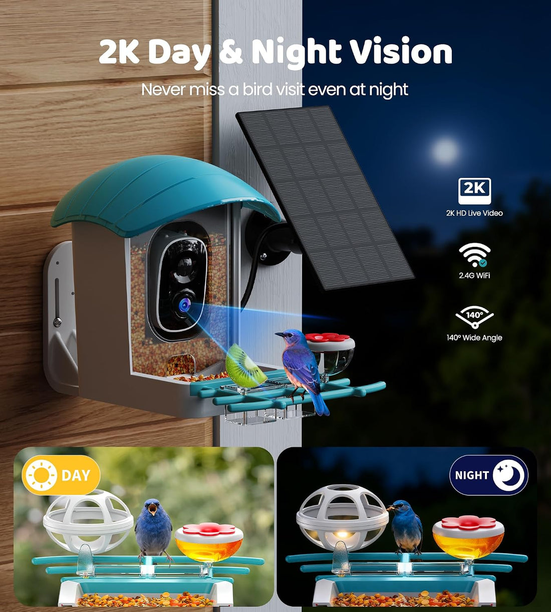 Bird Feeder with Camera Solar Powered