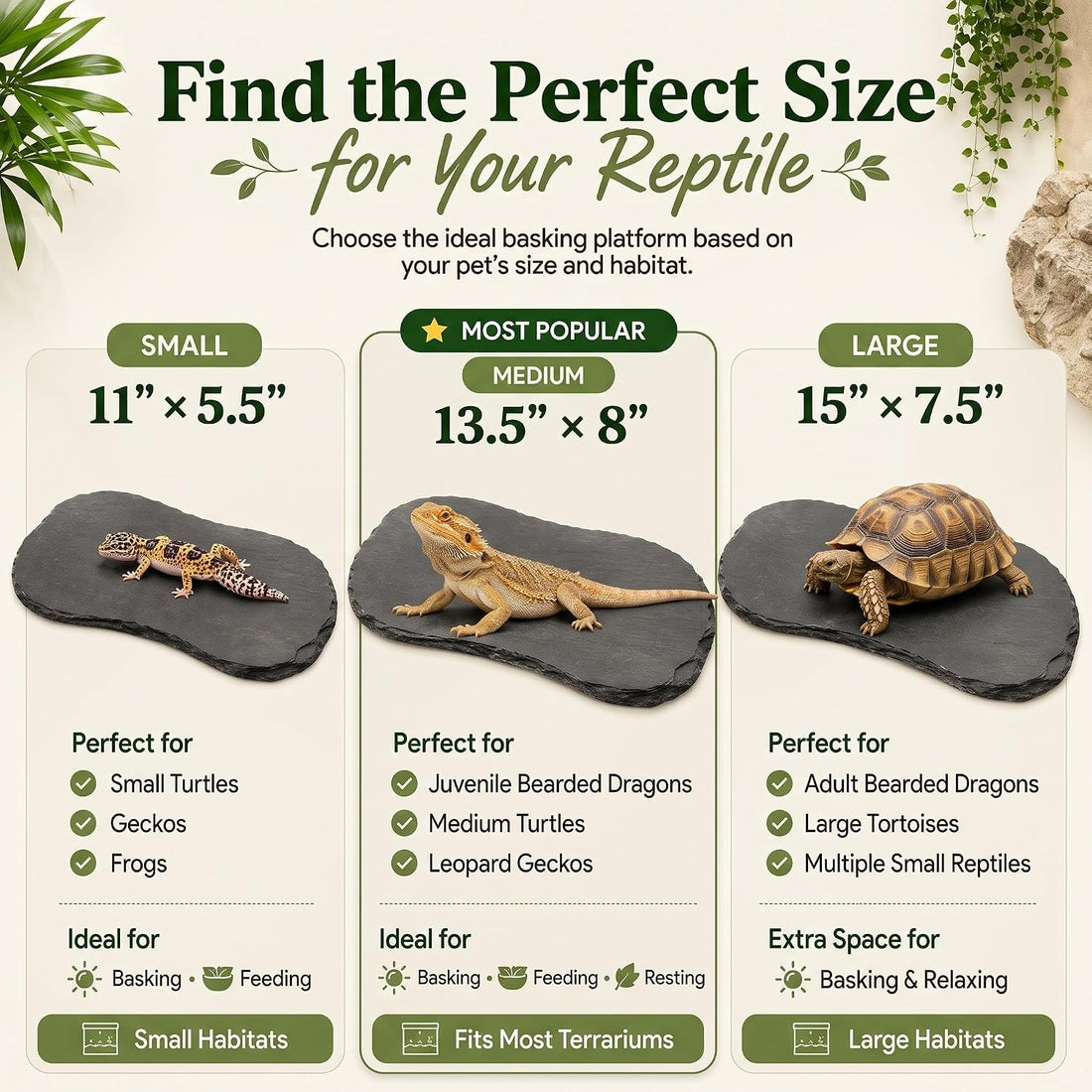 Shinylin 1 Pack Reptile Basking Platform Tortoise Slate Rock