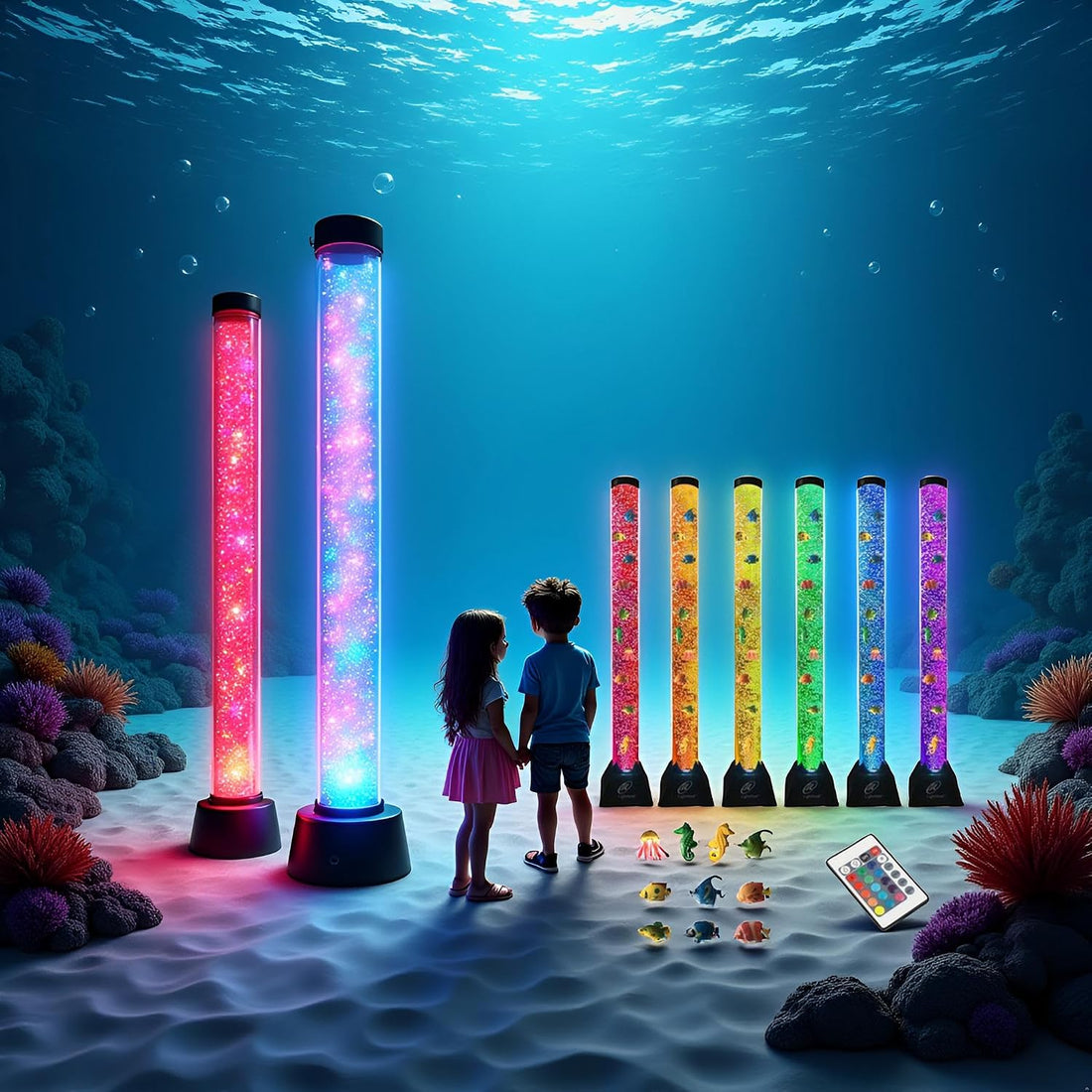 Lightahead Extra Large 4FT LED Sensory Bubble Fake Fish Tube Aquarium