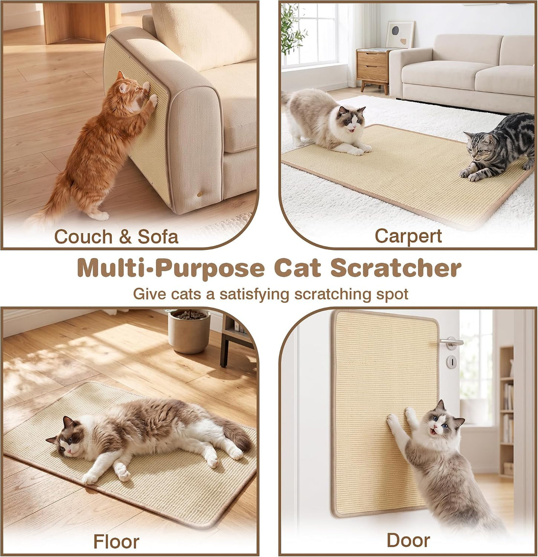 Sisal Cat Scratching Mat: 31.5"x23.6" Large Scratch-Resistant Pad