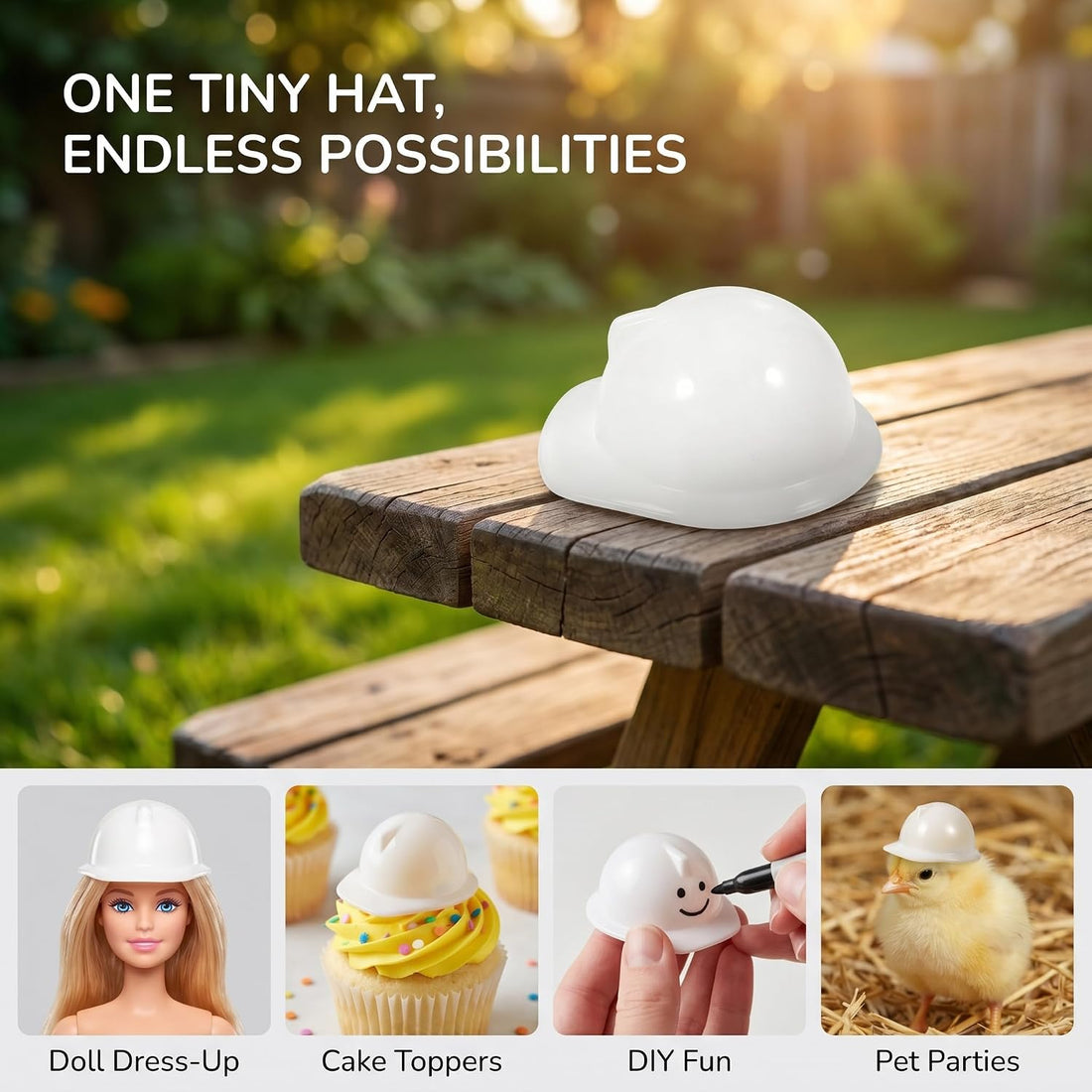 ABOOFAN 10 Pcs Mini Construction Hat White Plastic Mini Helmet