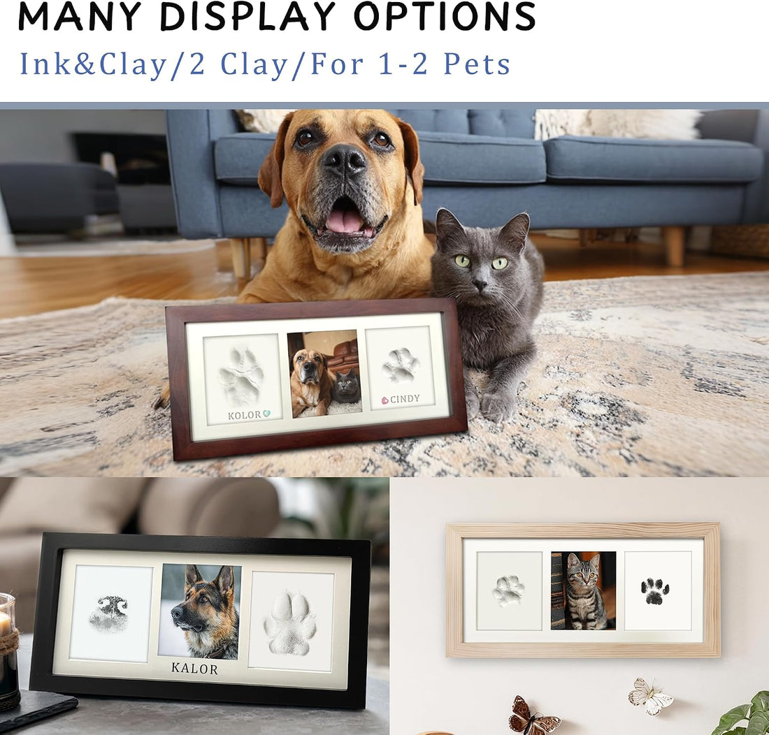 MYPAWLETS Dog Cat Paw Print Kit,Ink&Clay Pawprint Keepsake Frame