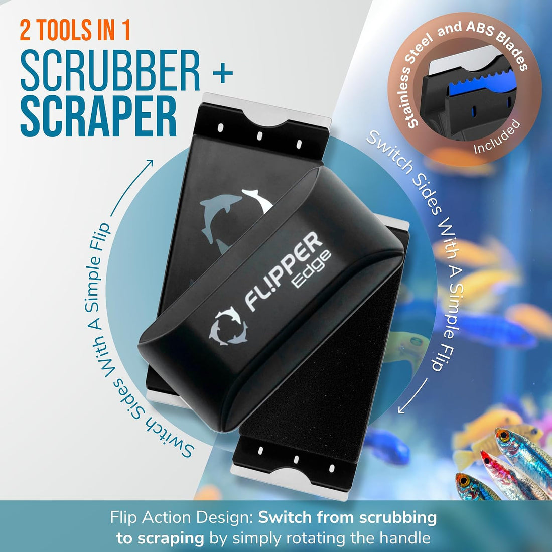 Standard. Flipper Edge Magnetic Aquarium Glass Cleaner Algae Scraper