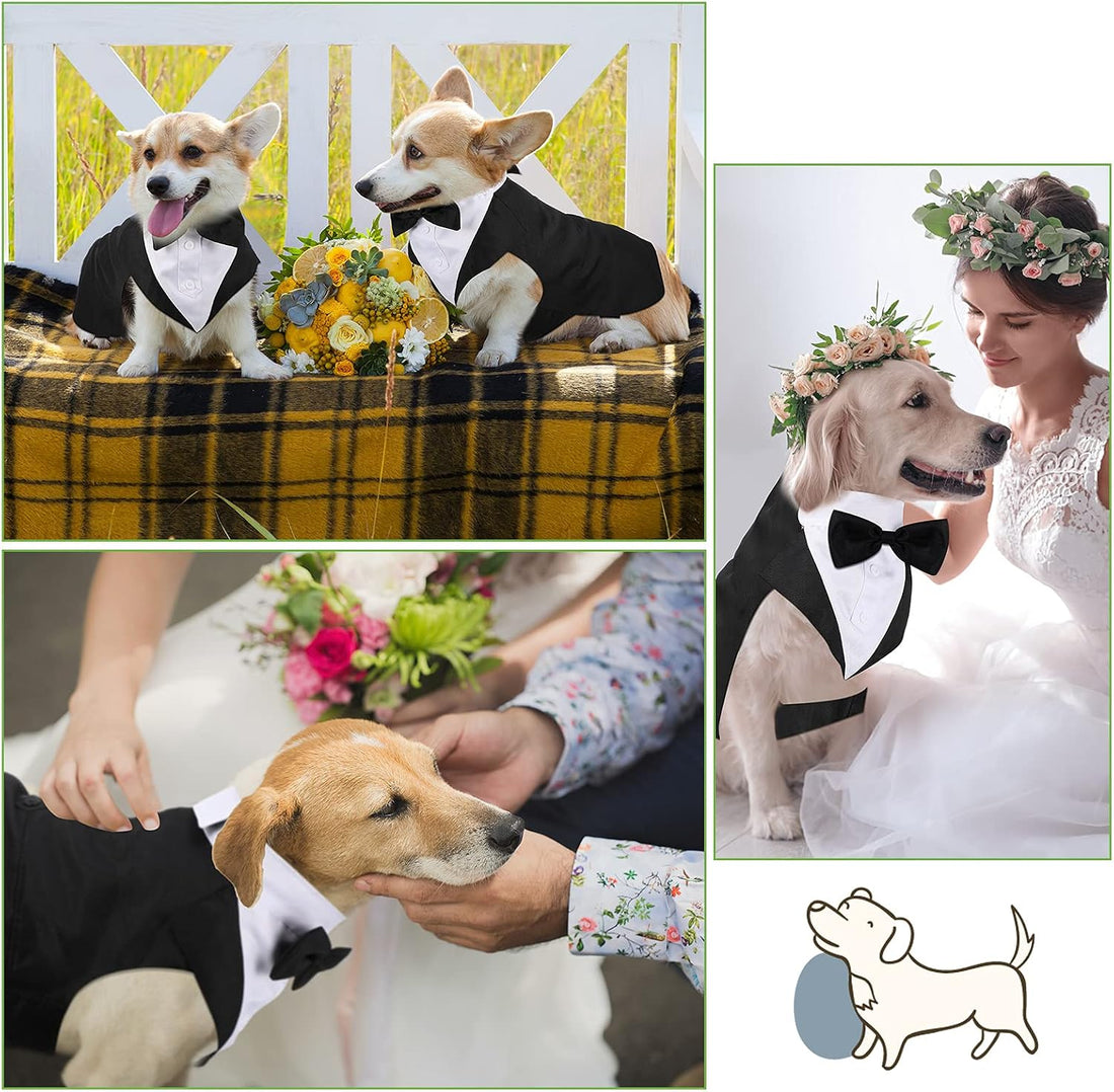 Weewooday Dog Tuxedo and Bandana Set Dogs Formal Tuxedo Pet Wedding