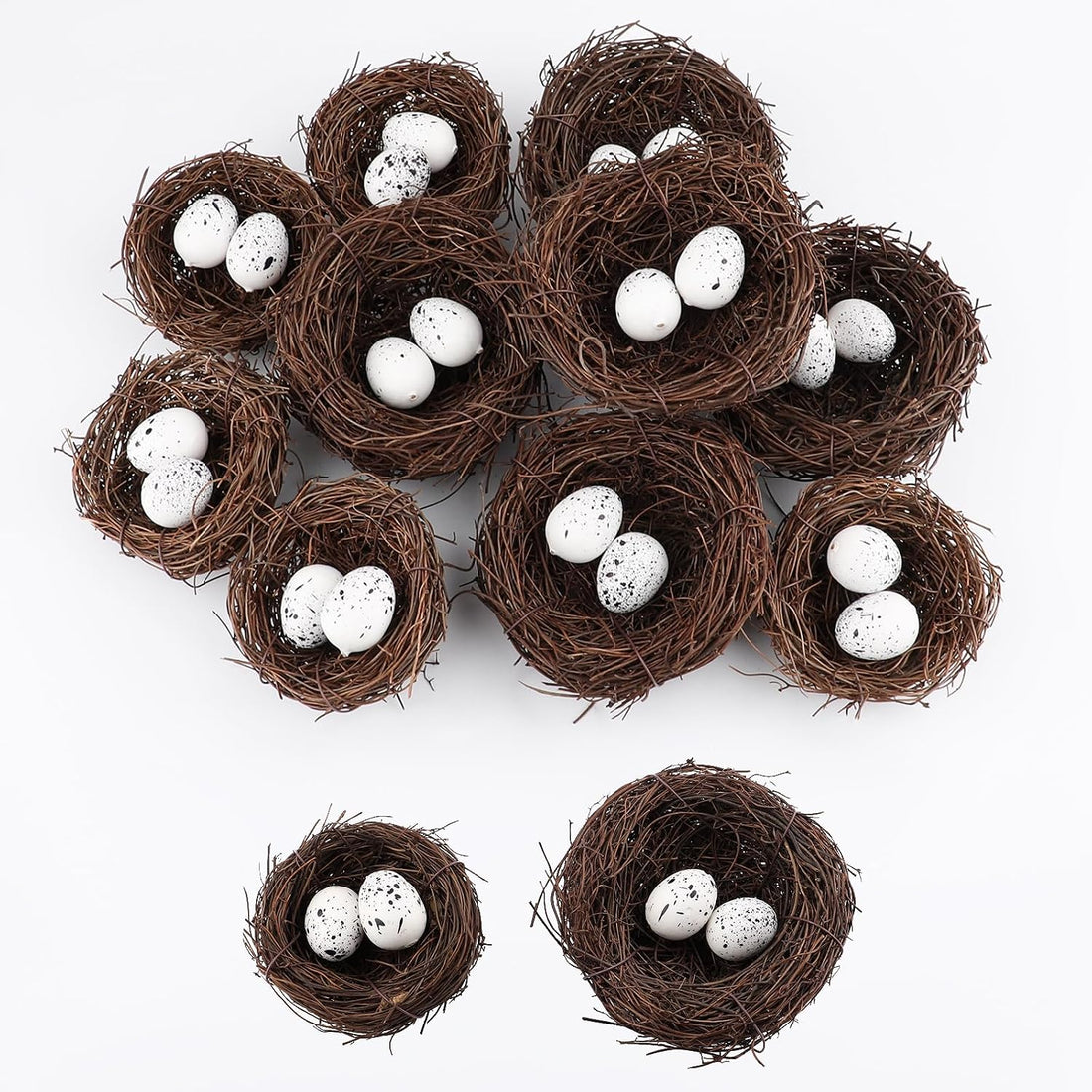6Pcs 12" Large Artificial Bird Nests with Eggs for Crafts,Handmade