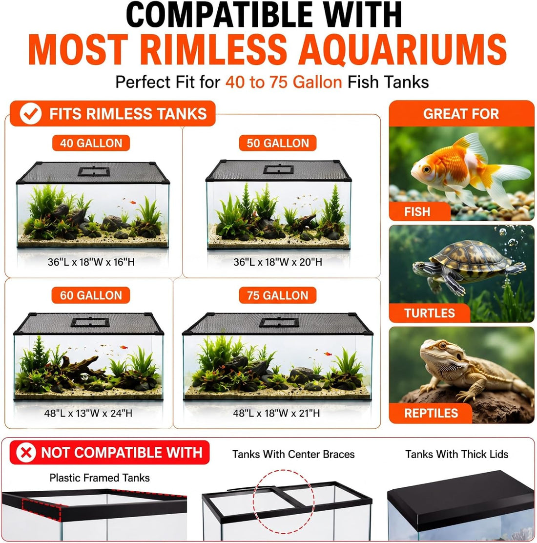 Magnetic Fish Tank Lid Aquarium Top Cover Anti-Jumping Mesh Net