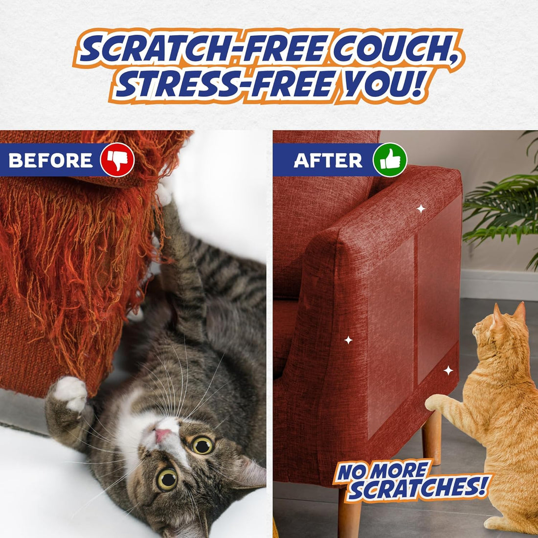 12 Pack Cat Scratch Furniture Protector Tape Sheets