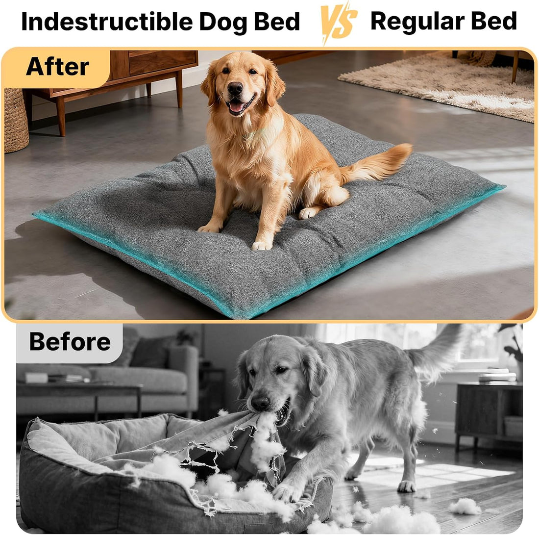 Veehoo Indestructible Dog Bed for Crate, Chew Proof Dog Pad, 35"x22"