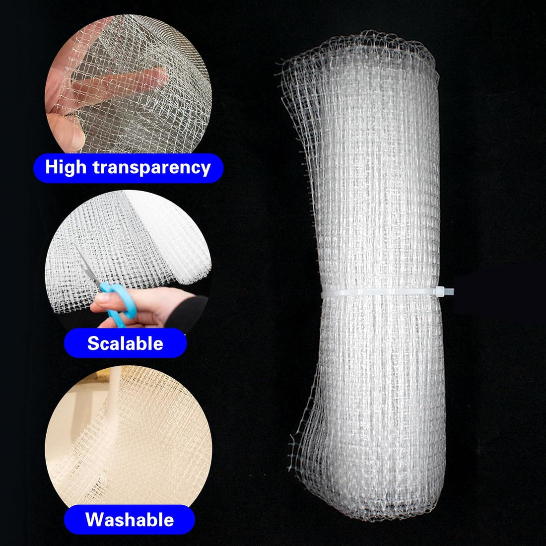 3.28 x 6.56 ft Clear Mesh Netting with 8 Traceless Screws