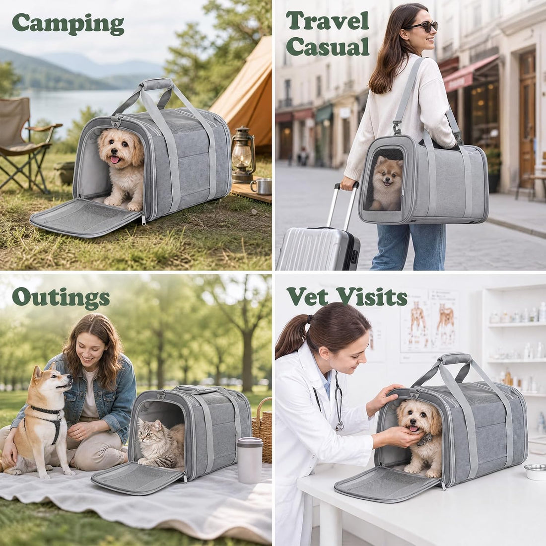 COZPAW Large Cat Carrier Soft‑Sided for Cats & Dogs Up to 25 Lbs