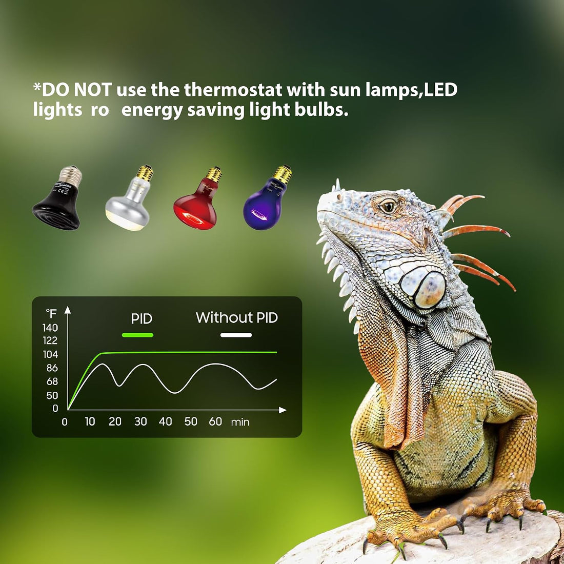 Reptile Dimming Thermostat PID Temperature Controller for Heat Lamp