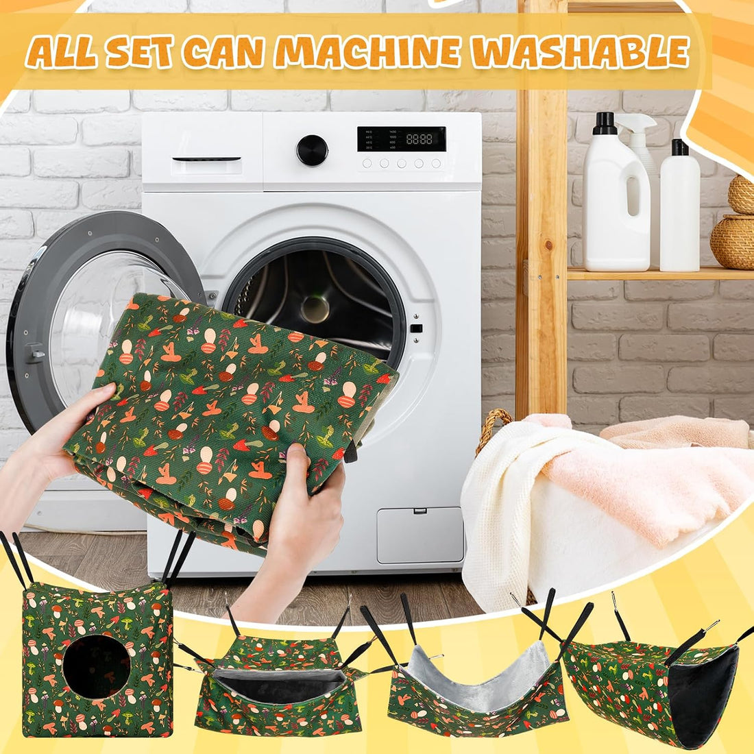 Geelin 8 Pcs Rat Hammock Set, Washable Guinea Pig Accessories for Cage