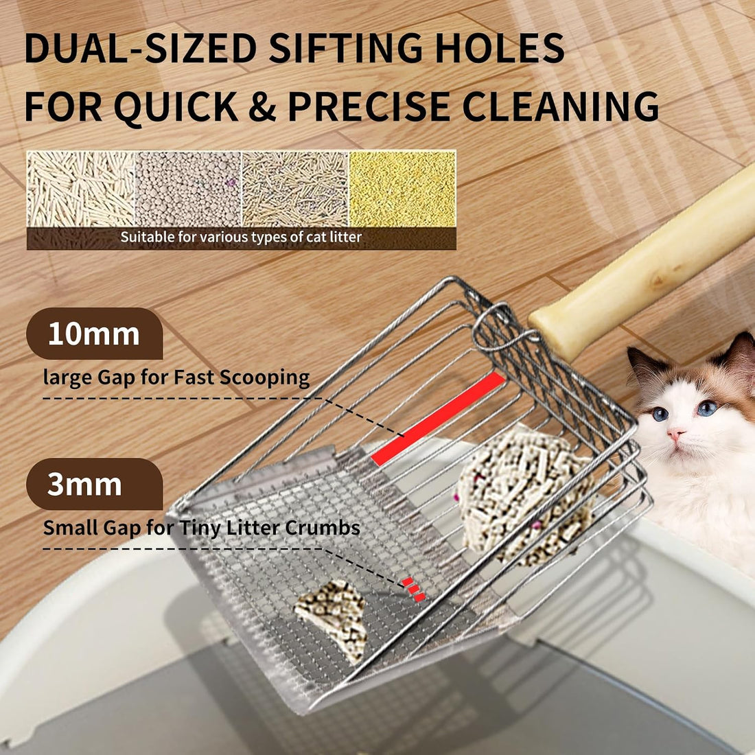 DUSTNIX Cat Litter Scoop, Premium Kitty Shovel with Hook and Hole