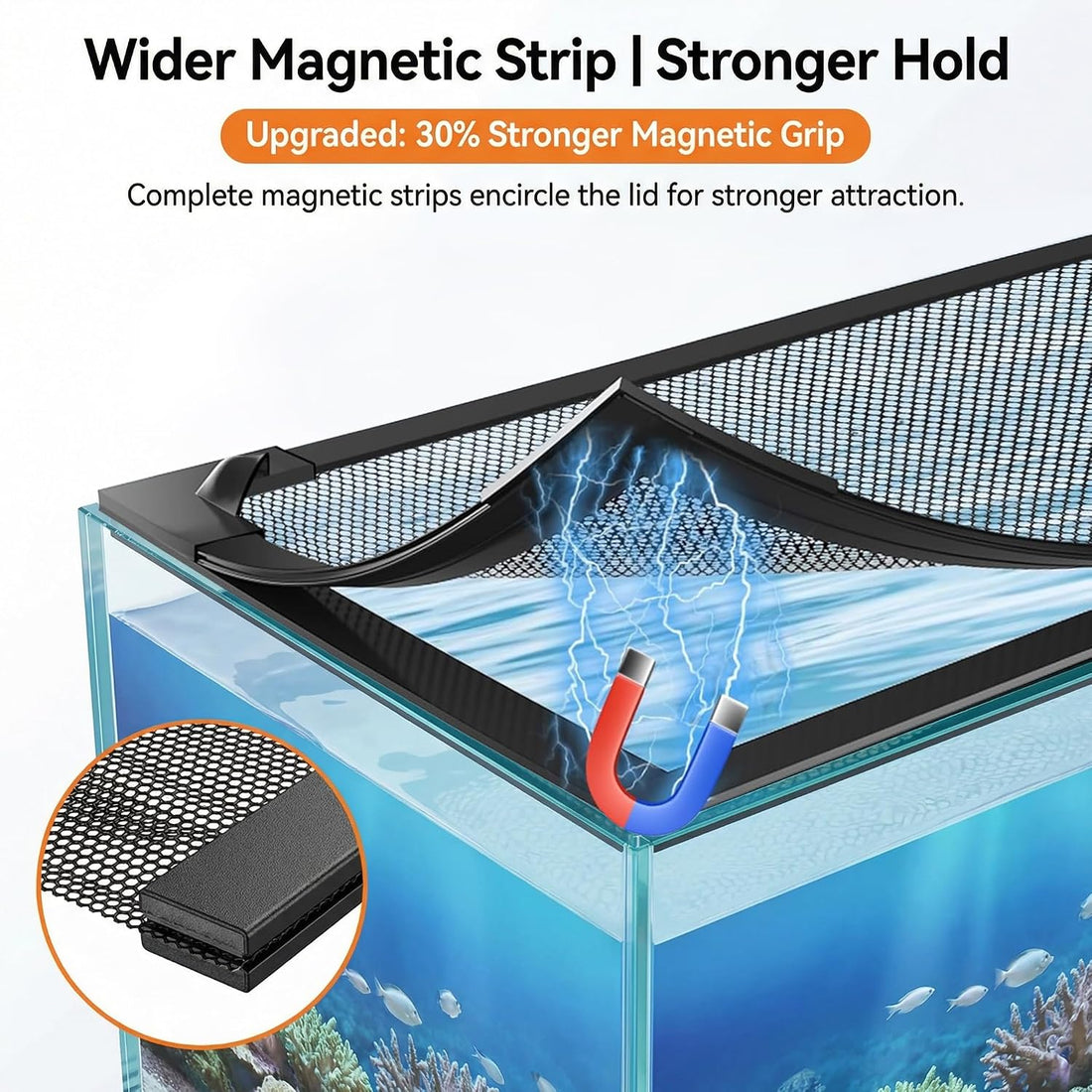 Magnetic Fish Tank Lid Aquarium Top Cover Anti-Jumping Mesh Net
