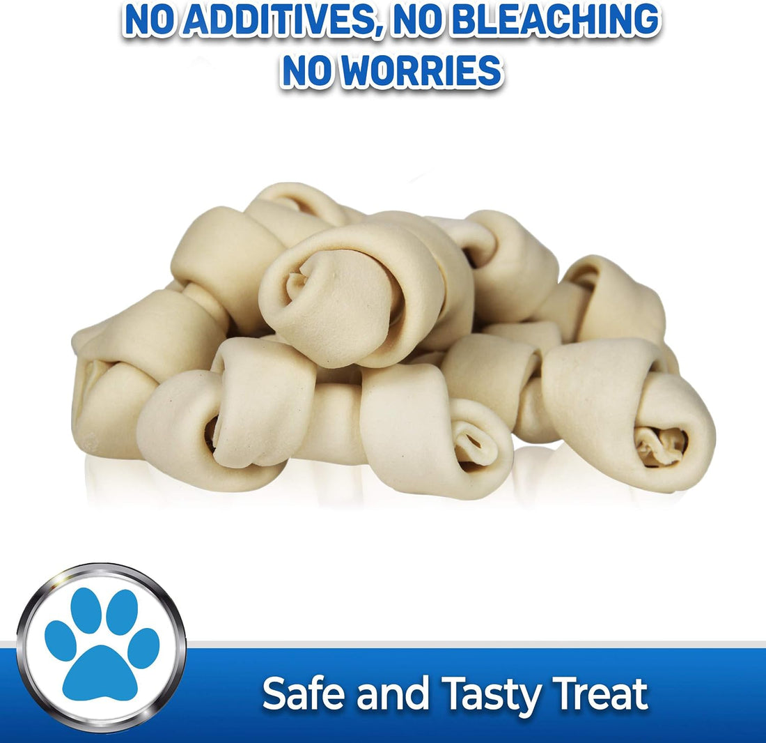 PET MAGASIN Natural Rawhide Bones Chewing Dog Treats, 10-Pack)