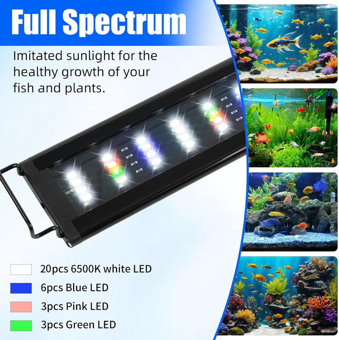 AQUANEAT LED Aquarium Light, with Dimmer for 12-16 Inch Fish Tank