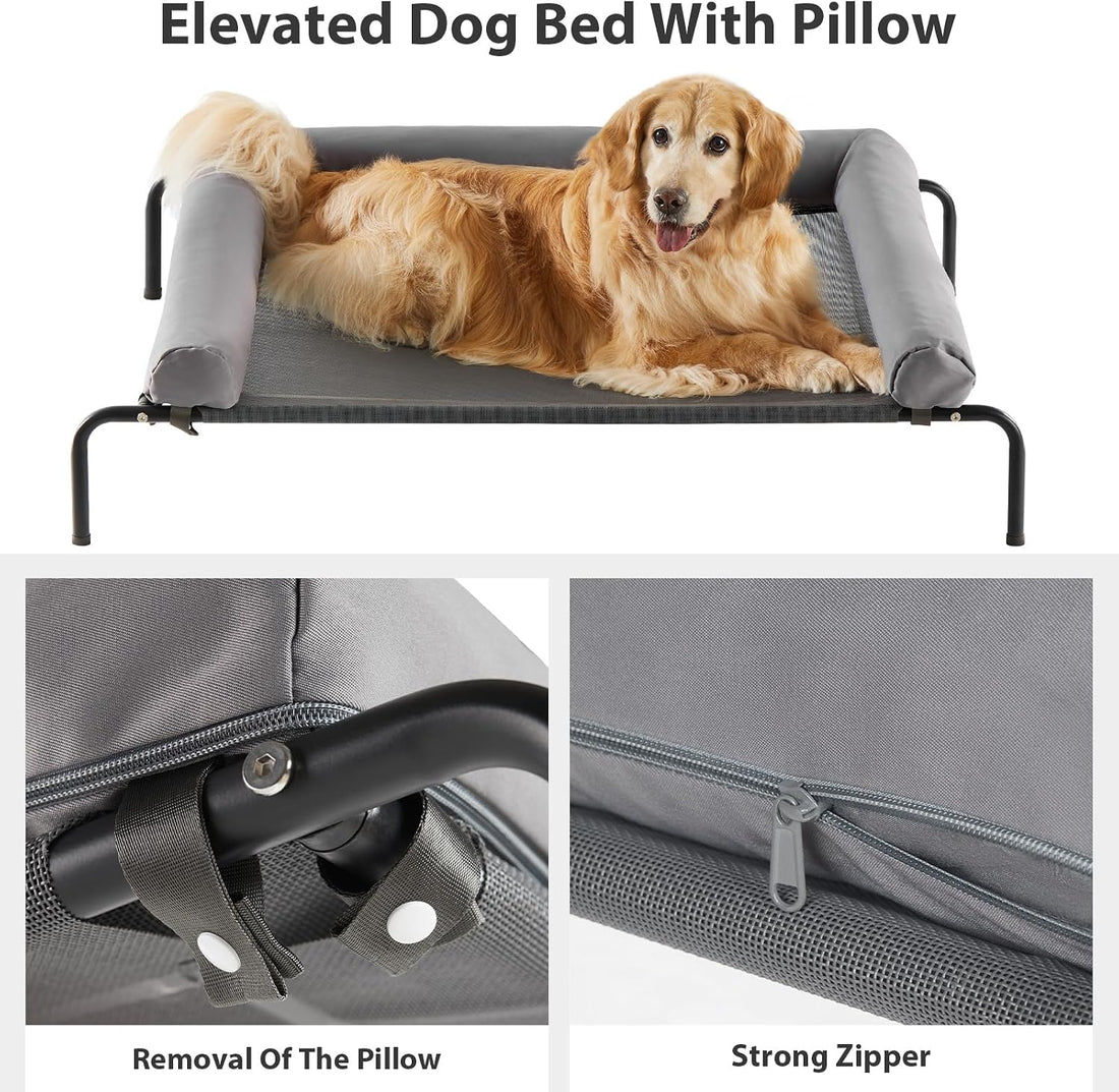 RRPETHOME Large Elevated Cooling Dog Bed 43 x 31 x 8 Inch