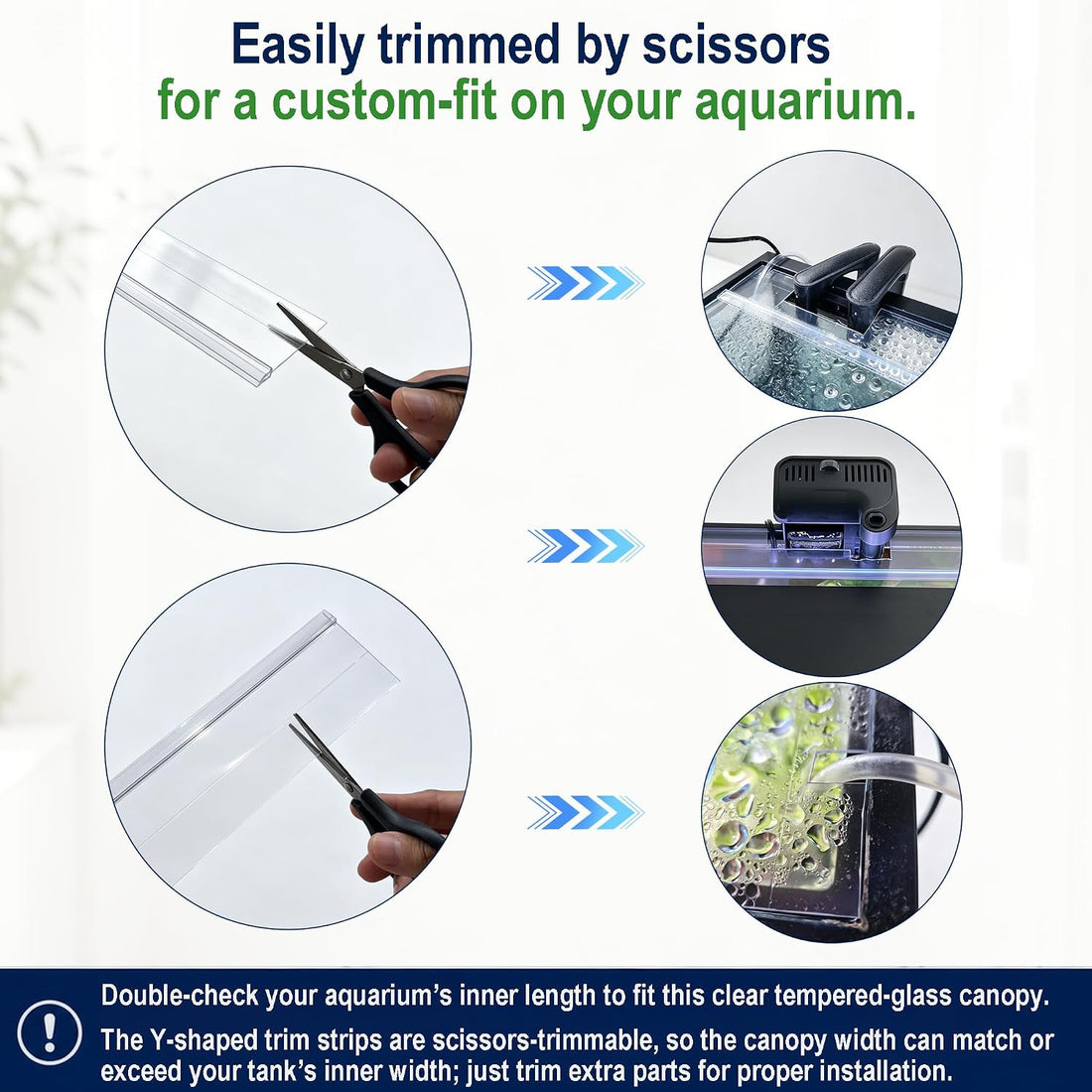 Clear Tempered Glass Aquarium Canopy Replacement Lid