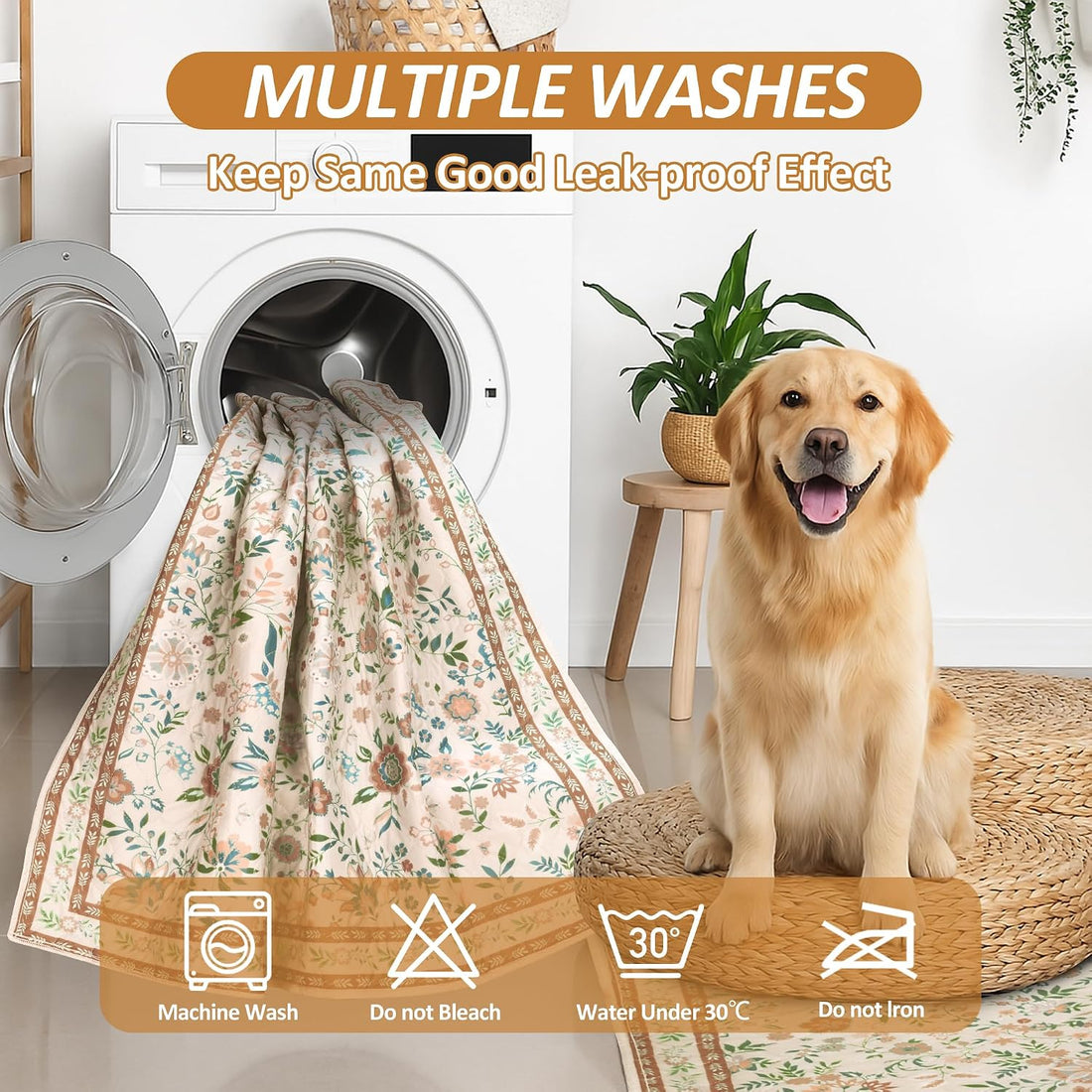 Washable Pee Pad for Dogs, 2 Pack Large Reusable Puppy Pads, 36"x48"