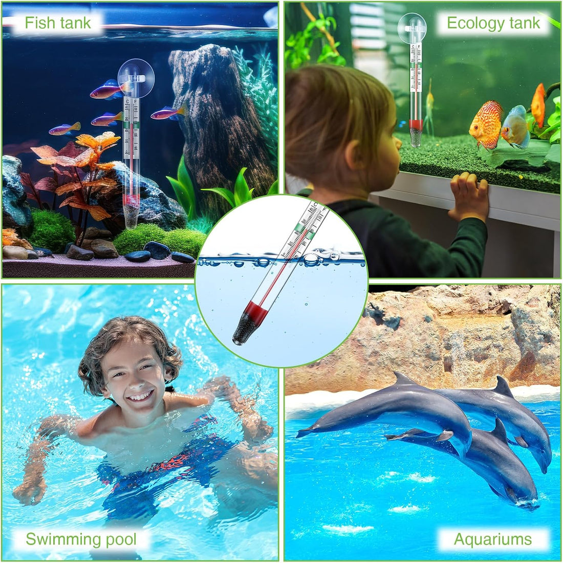 Dreyoo 2 Pack Floating Aquarium Thermometers, 0-43°C/32-110°F