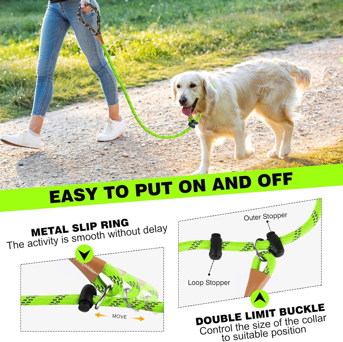 Slip Lead Dog Leash Reflective Training Durable Braided Rope Leashes