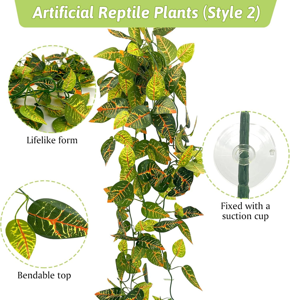 Hamiledyi Reptile Plants for Terrarium Hanging Fake Leaves
