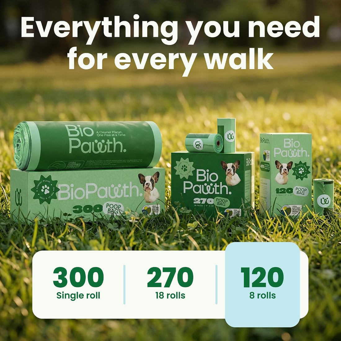 Dog Poop Bags, 120 Count Rolls, Extra Thick Poop Bags for Dogs