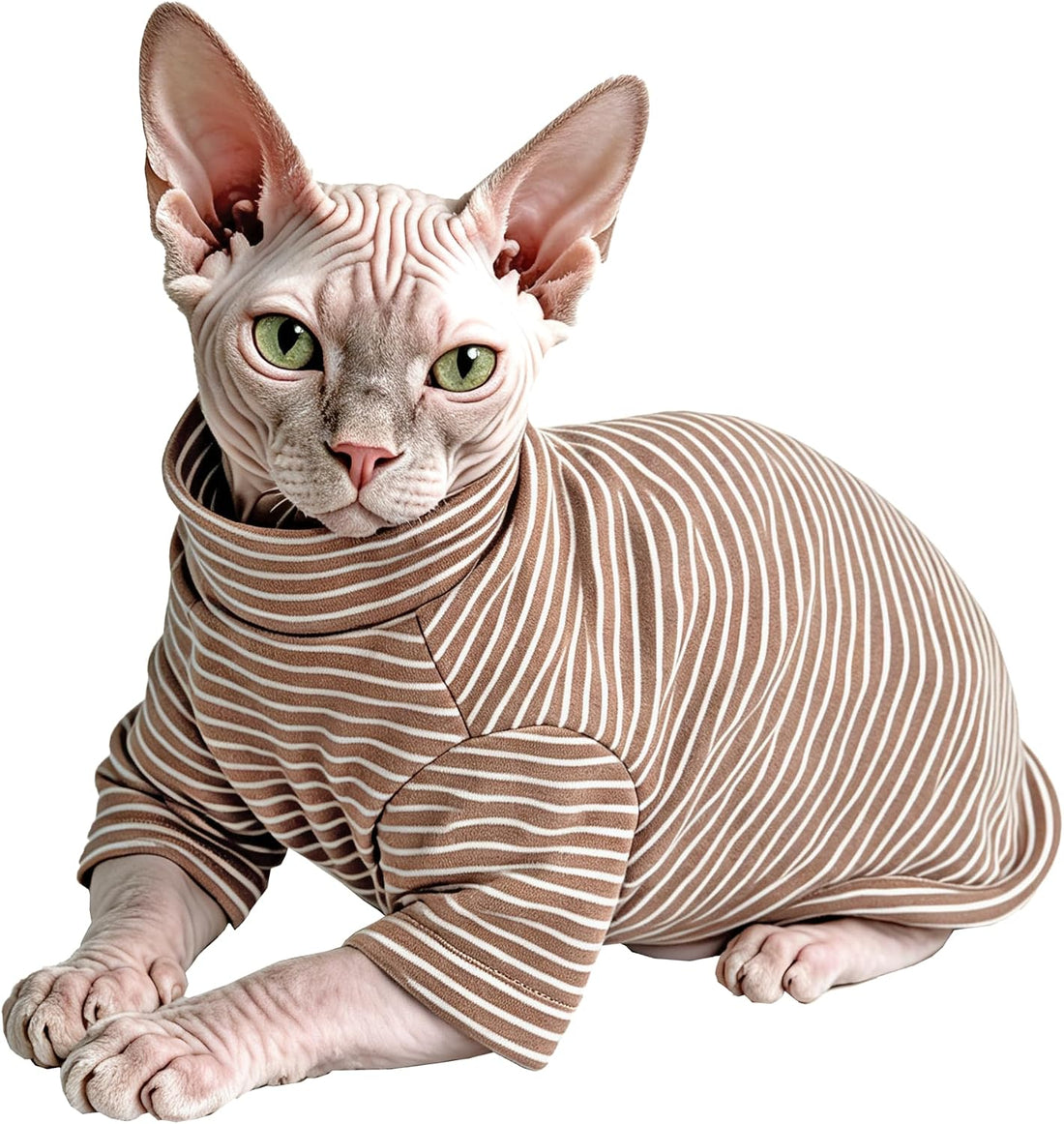 Striped Sphynx Cat Clothes Hairless Cat Fleece Sweater