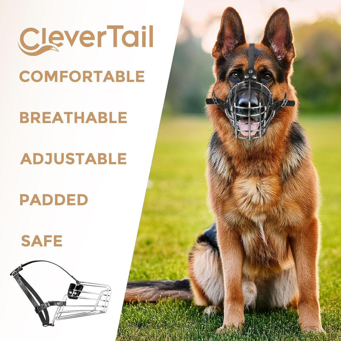 CleverTail German Shepherd Muzzle for Large Sized Dog