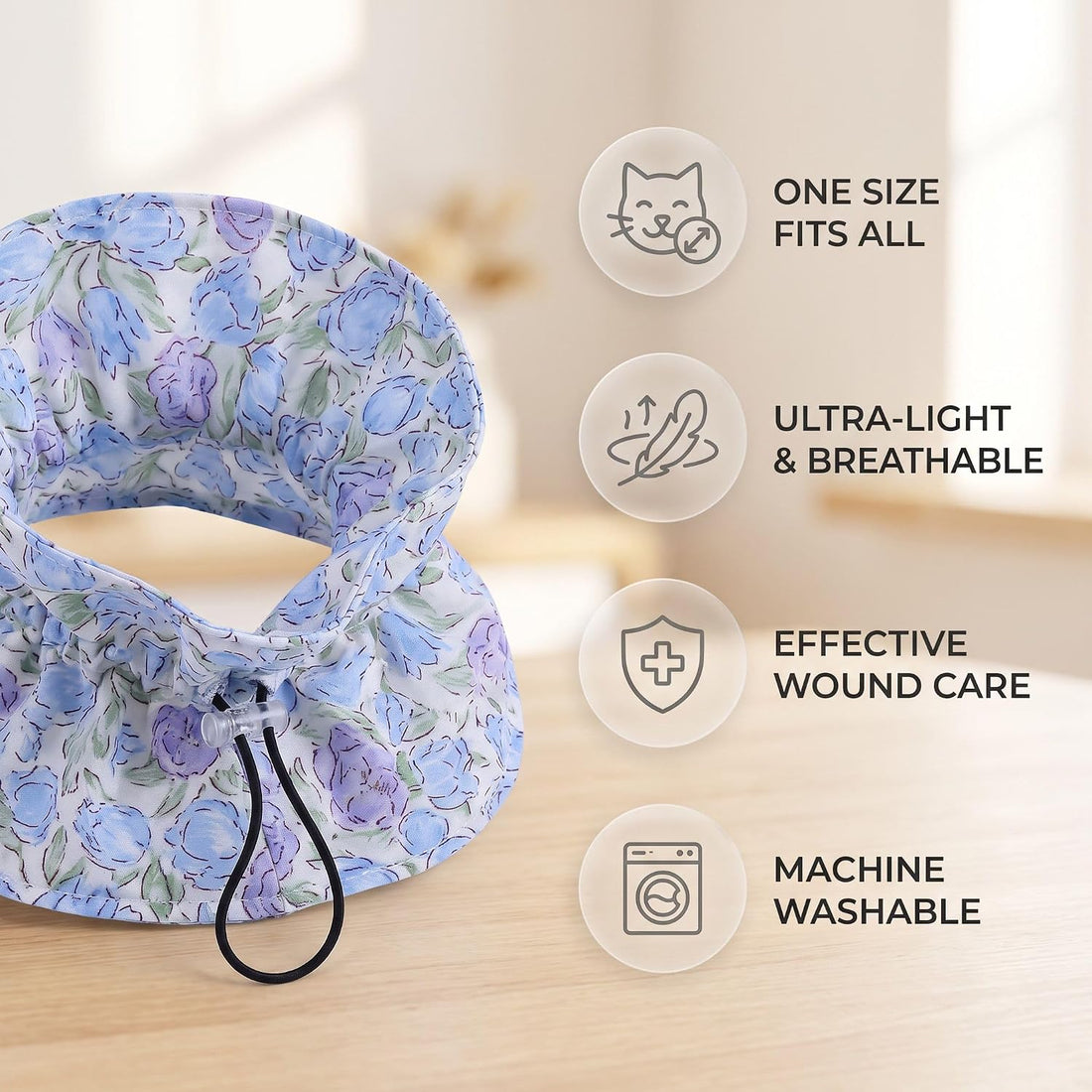 Soft Cat Recovery Collar, Adjustable Pet Cone Alternative for Cats