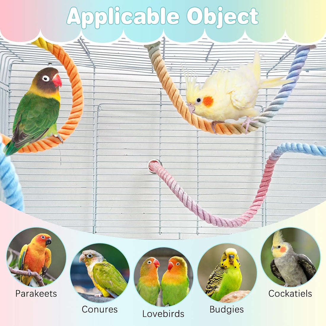 BNOSDM Bird Rope Perch 3 PCS Parakeet Climbing Toys Bendable Swing
