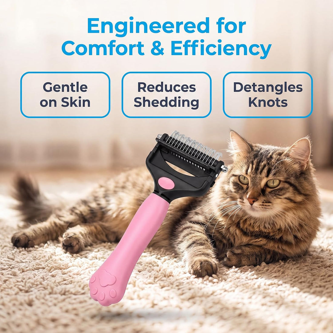 Deshedding Dog Brush，3-in-1 Undercoat Rake for Dogs