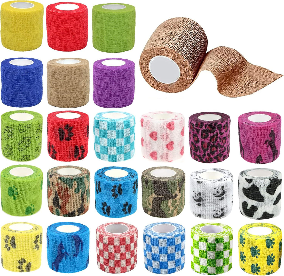 6 Rolls Self-Adhesive Bandage Wrap Grip Tape Wrap Cover Tattoo