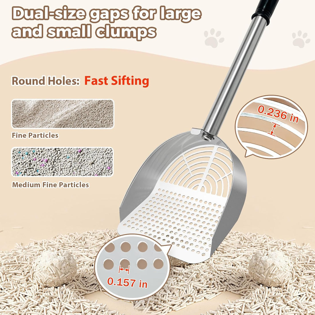 Cat Litter Scoop Deep Shovel,Detachable Long Handle Litter