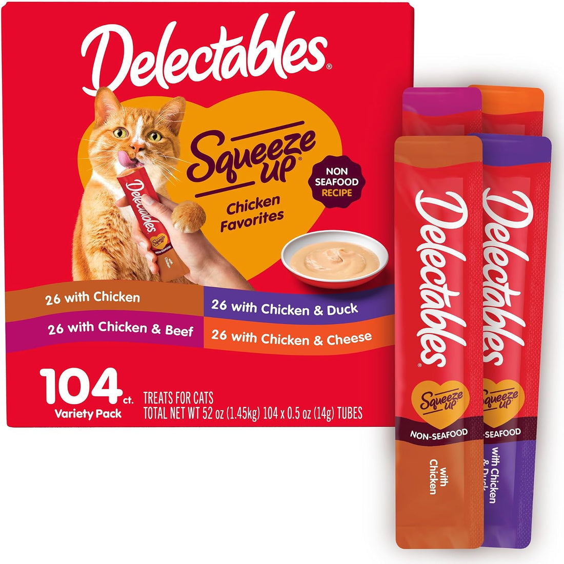 Delectables Squeeze Up Lickable Cat Treats Non-Seafood Variety Pack
