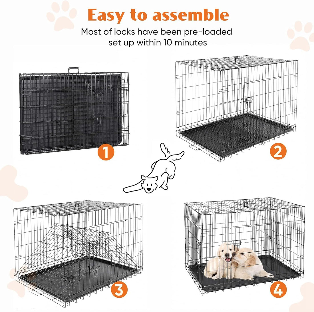 Sweetcrispy 36 Inch Dog Crate, Medium Dog Cage