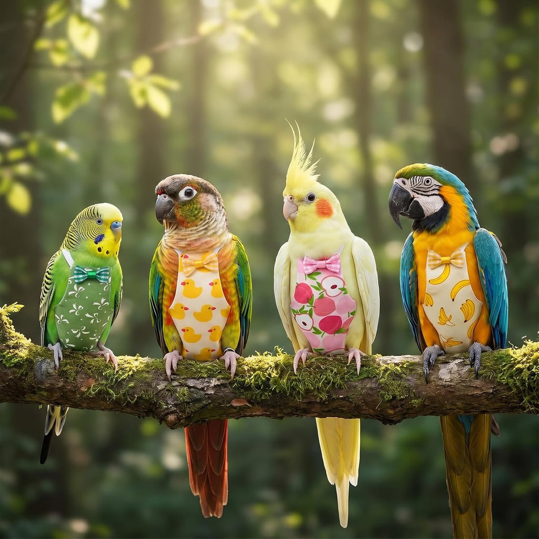 6Pcs Bird Diapers, Reusable Parrot Diapers with Adjustable Straps